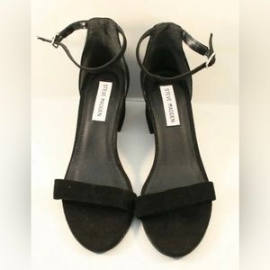Steve Madden Irene Black Suede Irene Open Toe Sandals Womens Size US 7.5M